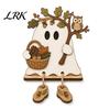 Halloween Tabletop Decorations Wooden Harvest Festival Ghost Ornament for Autumn Home Desktop Decoration, Cute Modern Farmhouse Fall Figurine