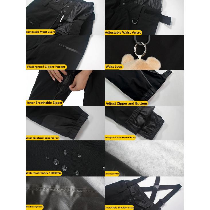 Winter New Skiing Pants Thickening Warm Ski Overalls Men Loose Snow Clothes Outdoor Windproof Snowboard Trousers Waterproof Pant