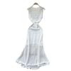 Gentle wind V-neck sleeveless hollow crochet knitted dress women's summer high-end waist fishtail dress
