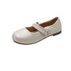 Sheepskin version~ Summer flat-bottomed round-headed beanie shoes, lazy shoes, retro Mary Jane women's single shoes