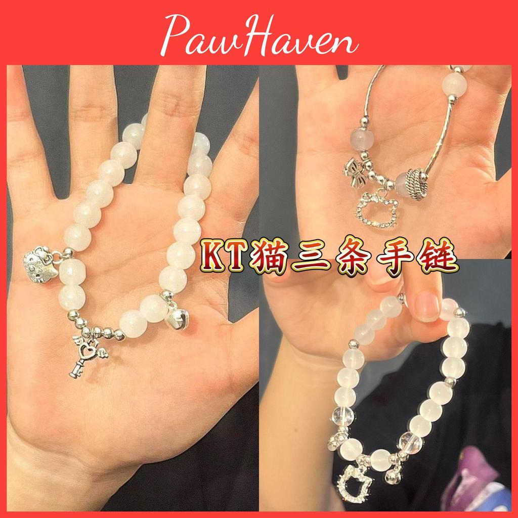 Adorable Kt Cat Charm Bracelet With Heart Shape And Bowknot Perfect Gift For Friends And Girlfriends