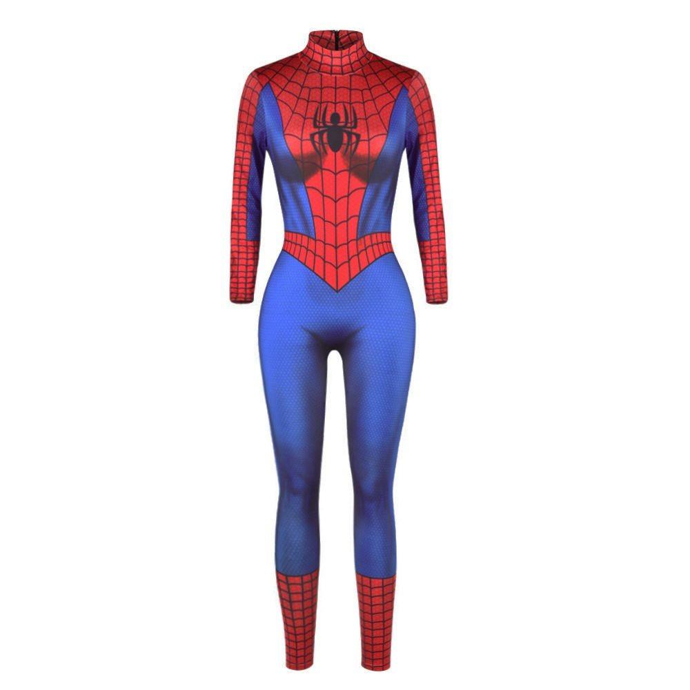 Halloween Spiderman Cosplay Jumpsuit Women's Slim Tights Bodysuit