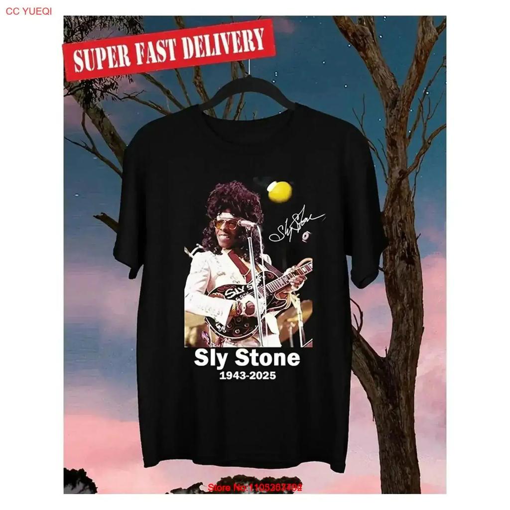 New Sly Stone Signature 1943 2025 Black T Shirt All Size Vintage Breathable Slightly Soft Stretched Comfortable Stylish