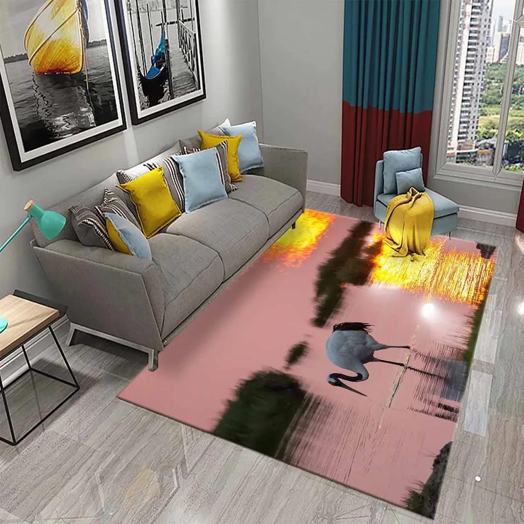 Lovely Red-Crowned Crane Carpet for Kitchen Bathroom Door Entrance Non-Skid Area Rug Living Dining Room Bedroom Decor Floor Rugs