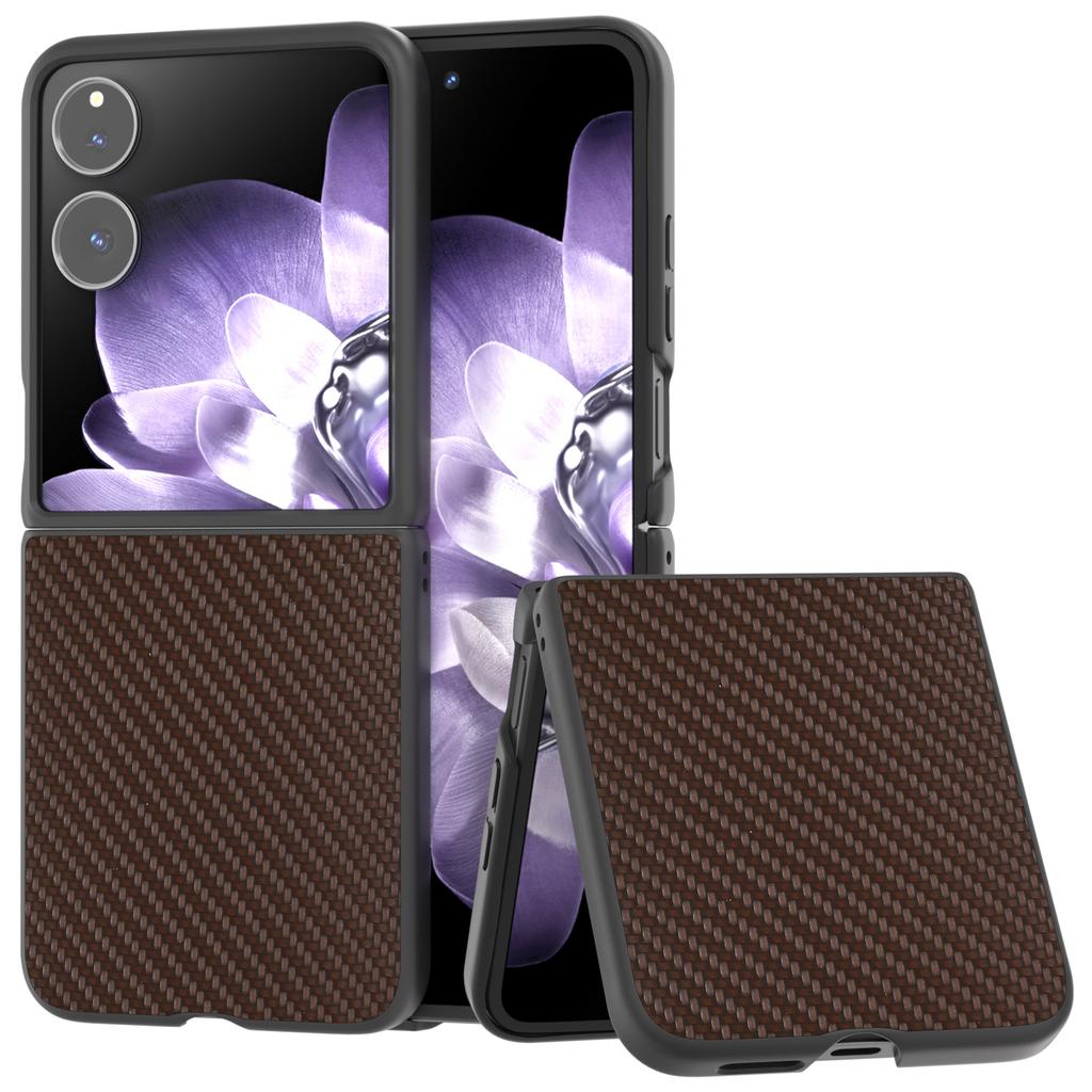For Xiaomi Mix Flip 5G Case Carbon Fiber Texture PU+PC Phone Cover