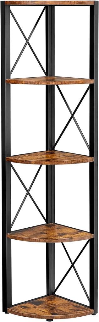 VASAGLE 5-Tier Corner Shelf, Storage Shelf Unit Multifunction, Bookcase, Plant Stand, for Living Room, Bathroom, Kitchen, Bedroom, Office