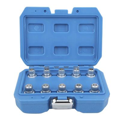 Wheel Lock Nut Removal Set, 10 Pcs Wheel Lock Lug Nut Key Set Remover Installation Anti-Theft Kit