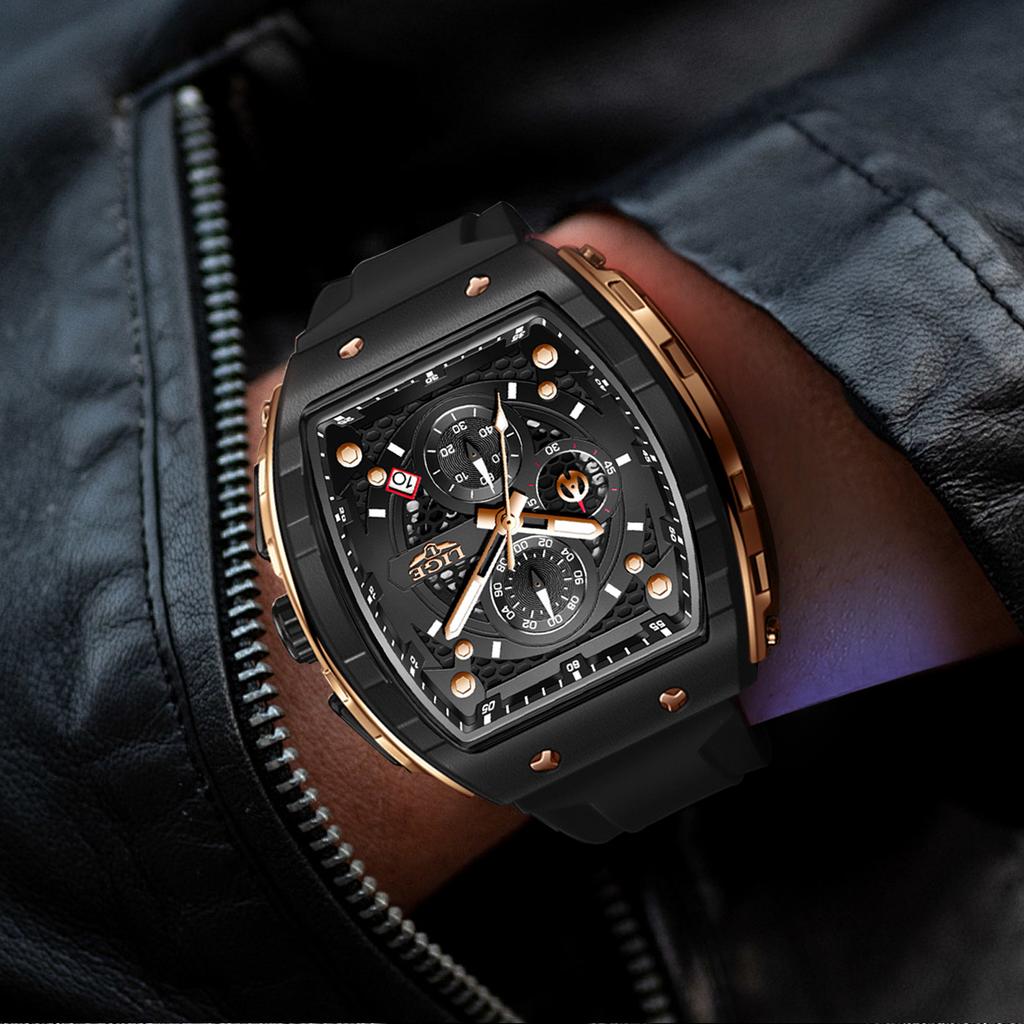 Men Watch Fashion Business Watch Men Square Black Silicone Luminous Waterproof Quartz Wrist Watches For Men Montre Homme