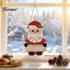 Vintage Style Xmas Sign Christmas 2D Wooden Welcome Hanging Sign, Cartoon Santa Snowman Tree Winter Seasonal Home Ornament Door Hanger with Rope, Wall