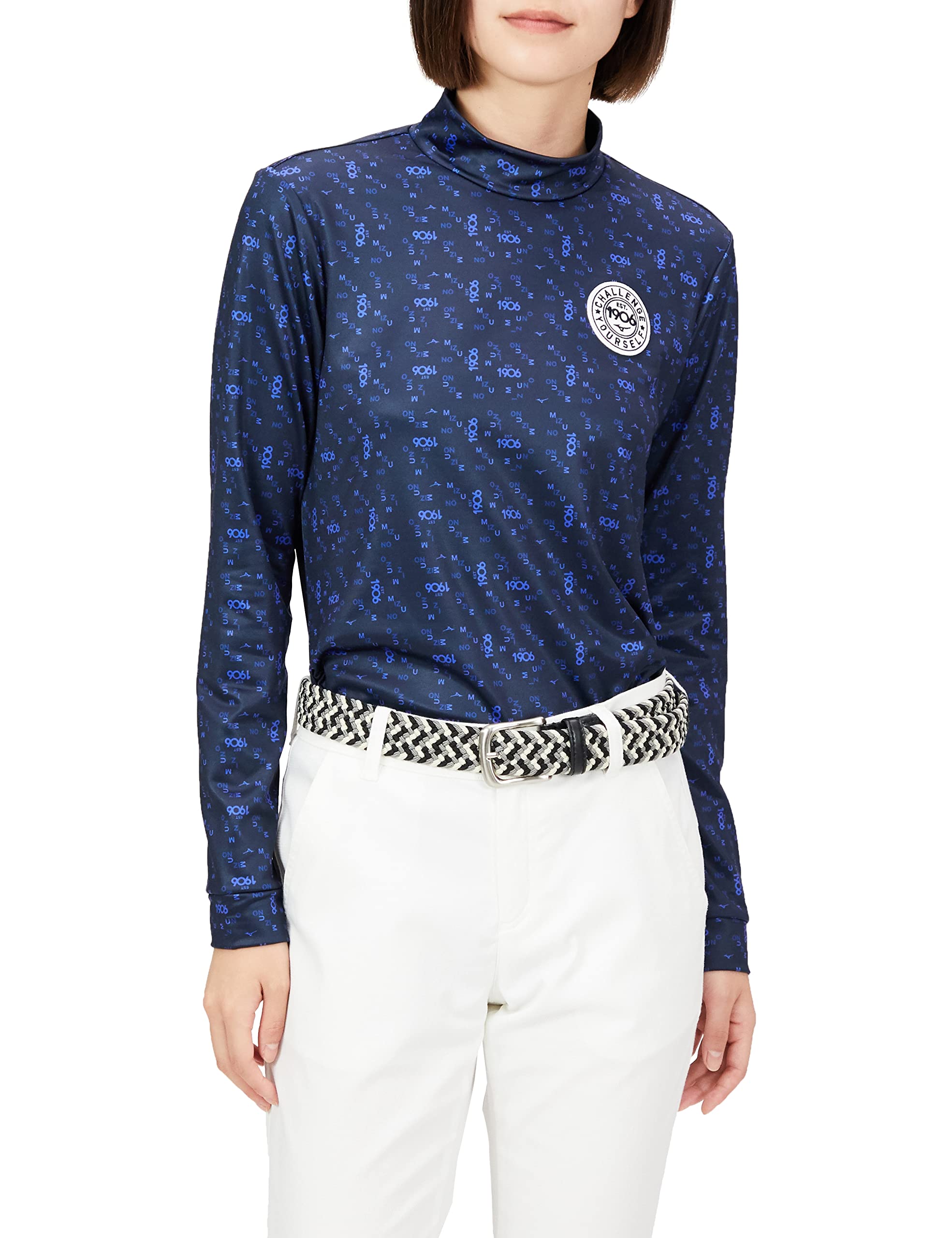 

Mizuno Logomania Golf Mock Neck Long Sleeve Recycled Deep Size M Shirt, Material, Stretch, Women s, Navy, (E2MA2732)