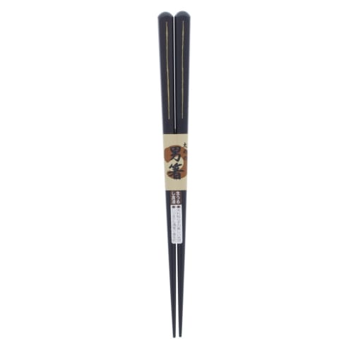 Ishida Japanese-made Chopsticks for Men, Thick, Black Sen Ichihan, Ebony, Lacquered, 23.5cm