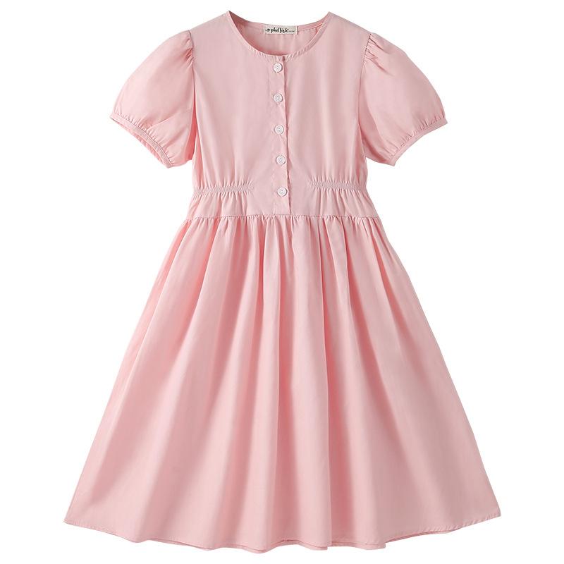 Girls Fashionable Cotton Dress for Summer, Children s Sweet Princess-style Pink Dress 120cm