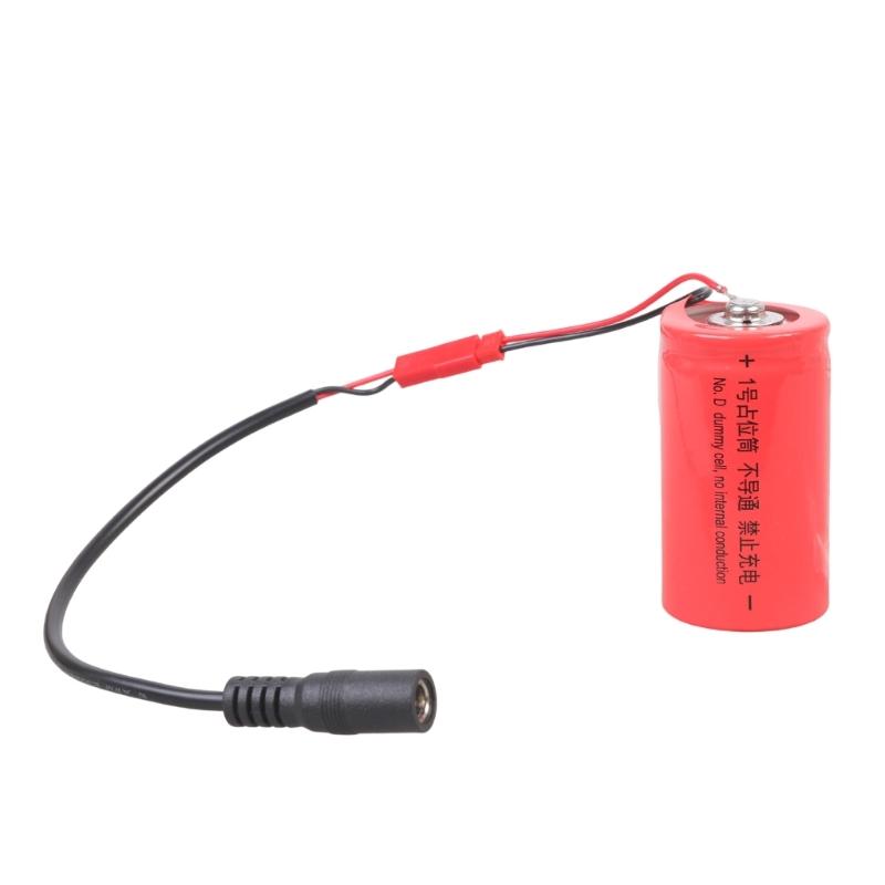 NonConductive LR20 D Battery Adapter Spacer Tube Featuring 5.5x2.1mm Female Port For External Adapter Connection
