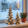 Gold Festive Figurines 2Pcs Christmas Tree Ornaments, Vintage Tabletop Decoration for Holiday Ornaments Home Decor And Fireplace Mantel Display,