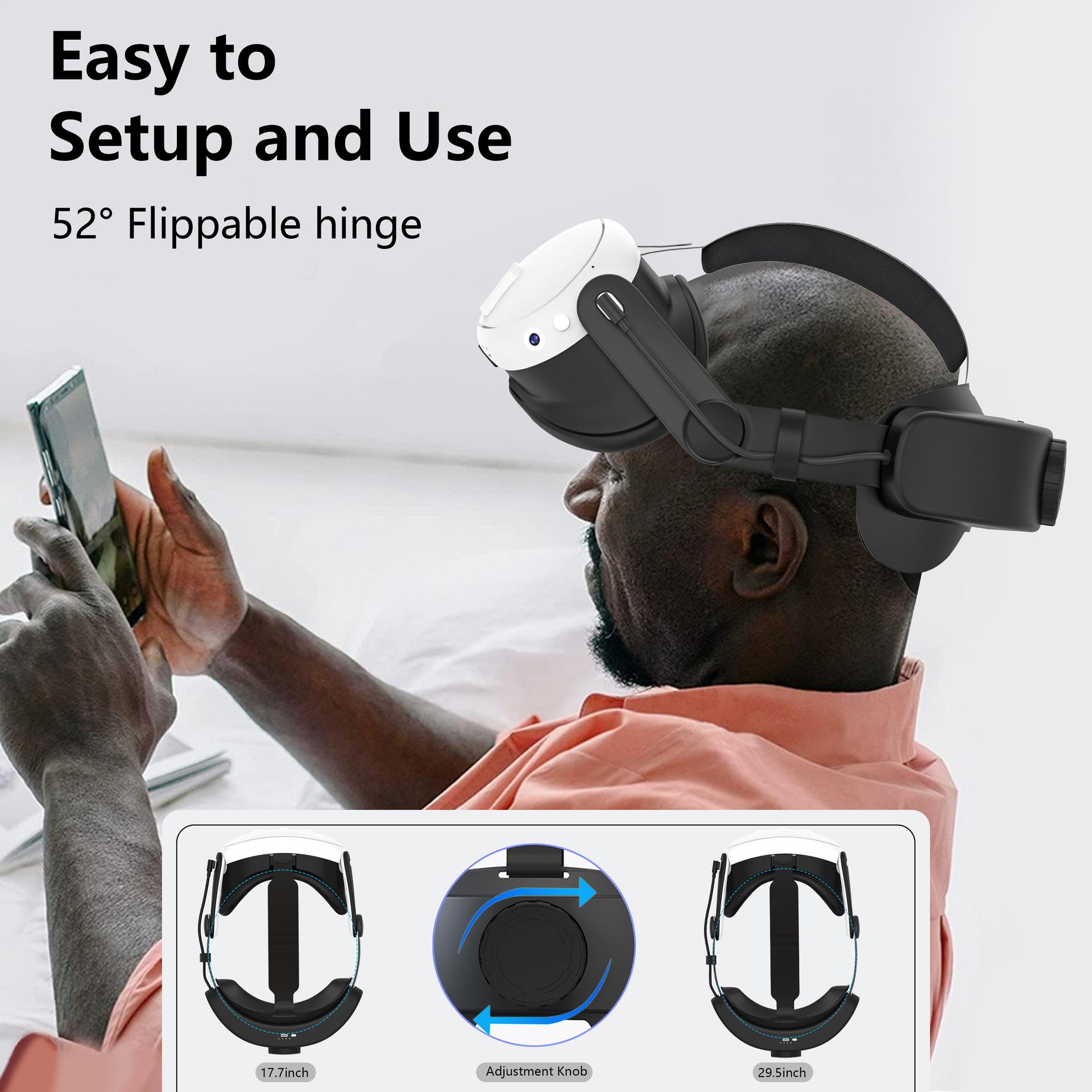 

Adjustable Head Strap for Meta Quest 3 Headset VR Replacement Headband VR Accessories Built-In 6400mAh White