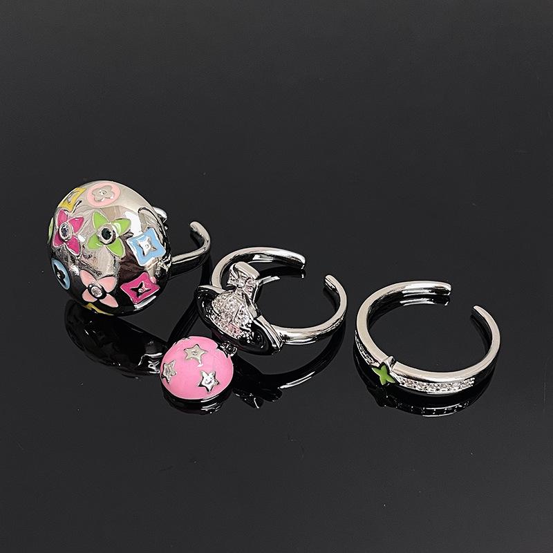 Dopamin Kleiner Duft Farb-Tropfen Glasur Offener Ring Nischen Design I Hohes Gefühl Leichter Luxus Saturn Planet Ring