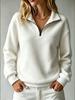 Fleece pullover zipper sweater loose casual solid color long sleeve women's top autumn and winter