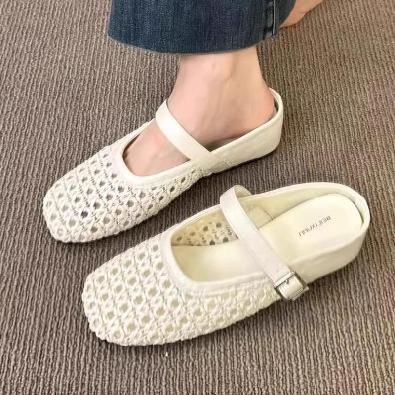 Fashion Women Flats Slippers Designer Weave Soft Shoes Summer Slingback Sandals Summer 2025 New Trends Shoes Casual Walking Zapatillas