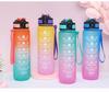 Gradient Color 1L Sports Water Bottle with Straw - Large Capacity Outdoor Plastic Space Cup