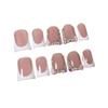 Short Duckbill Press-On Nails With Floral Design Sweet French Style Acrylic Tips Handmade Wearable False
