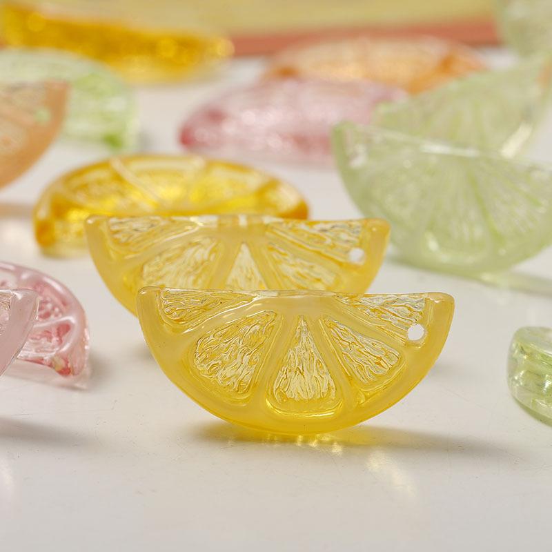 2Pcs Summer Fresh Ice Orange Slice Resin Accessories Without Hole Personalized Women Earrings Keychain Bead Pendant DIY Material