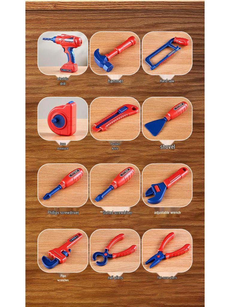 Kids' Pretend Play Repair Tool Set with Electric Drill for Ages 3-6