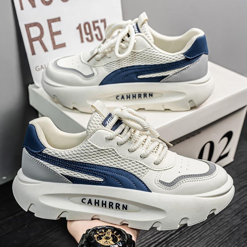 Thick-soled Heightening Men's Shoes Spring Mesh Casual Dad Shoes 2025 New Trendy Shoes Student Sports Shoes Youth