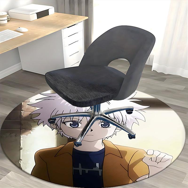 1pc Anime Cartoon Design Round Carpet - Office Chair Mat, Non-Slip Rug for Home Decor, Suitable for All Seasons, Perfect Gift for Anime Lovers.W016