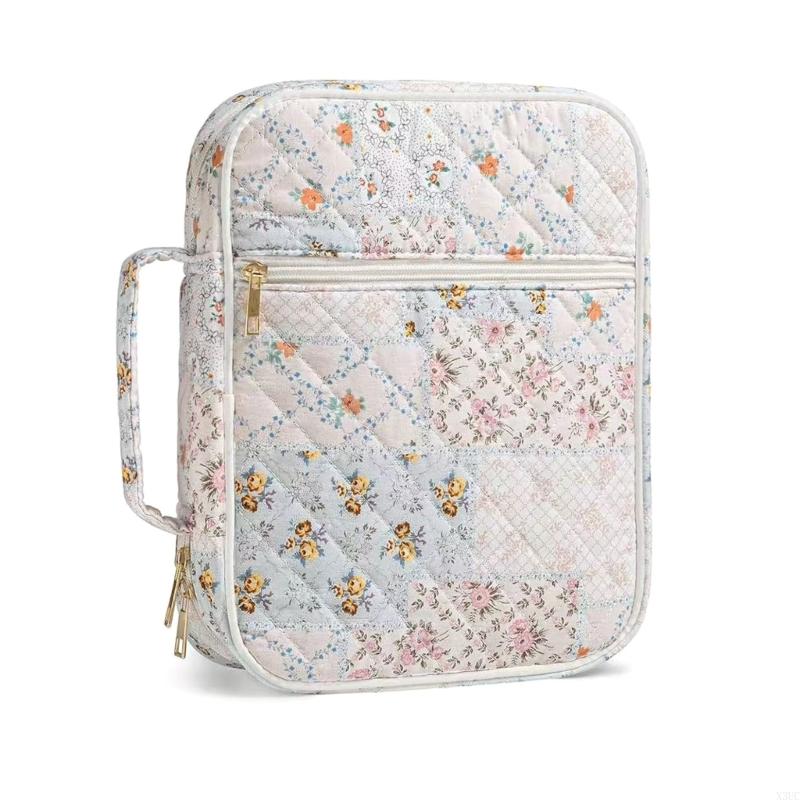 

Durable Diamonds Quilted Book Bag Zippers Closure Storage Pouches For Large Study Books Church Accessories X3UC