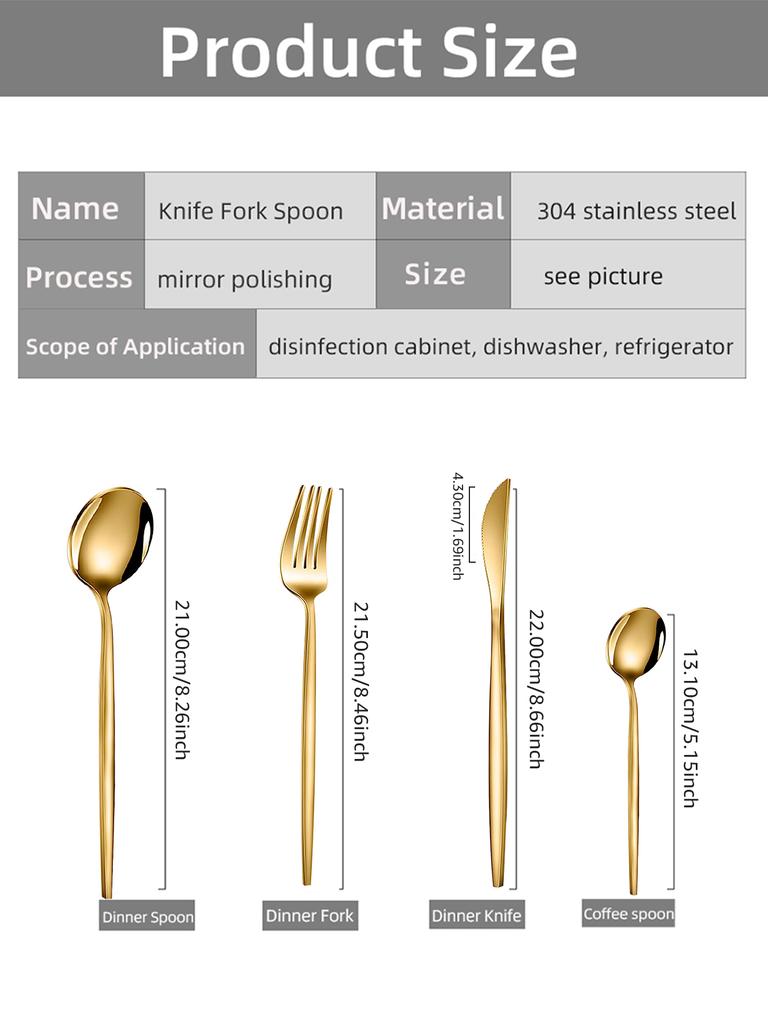24pcs Dinnerware Set Stainless Steel Tableware Set Knife Fork Spoon Flatware Set Cutlery Set Knife Fork Spoon Tea Spoon