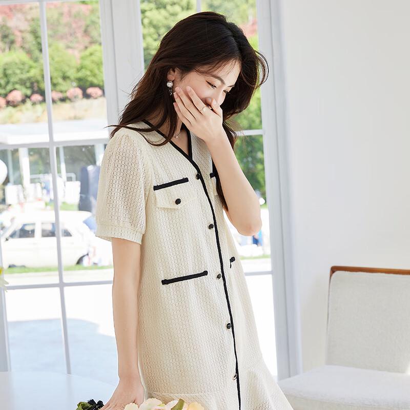 VICTORIA&VERA Women's Summer Plaid V-Neck Midi Dress