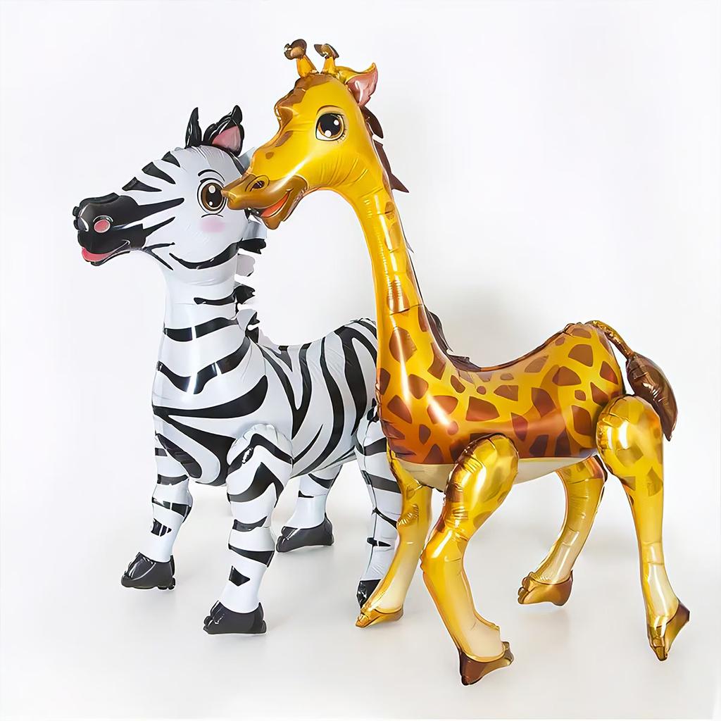Forest Animal 4d Three-dimensional Assembly Balloons, Jungle Animal Shape Zebra, Giraffe, Kangaroo, Leopard Balloon Birthday