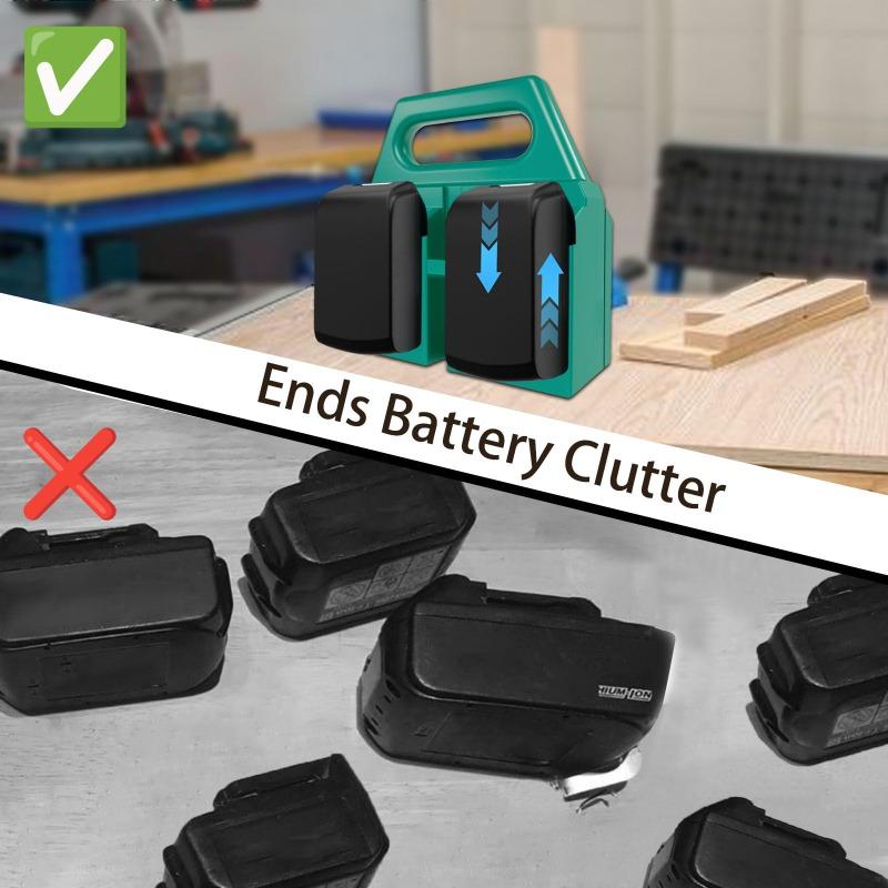 4-slot Battery Storage Rack Compatible with For BL1830/M-18 18V Li-ion Battery Heavy-duty ABS Portable Storage Case with Handle