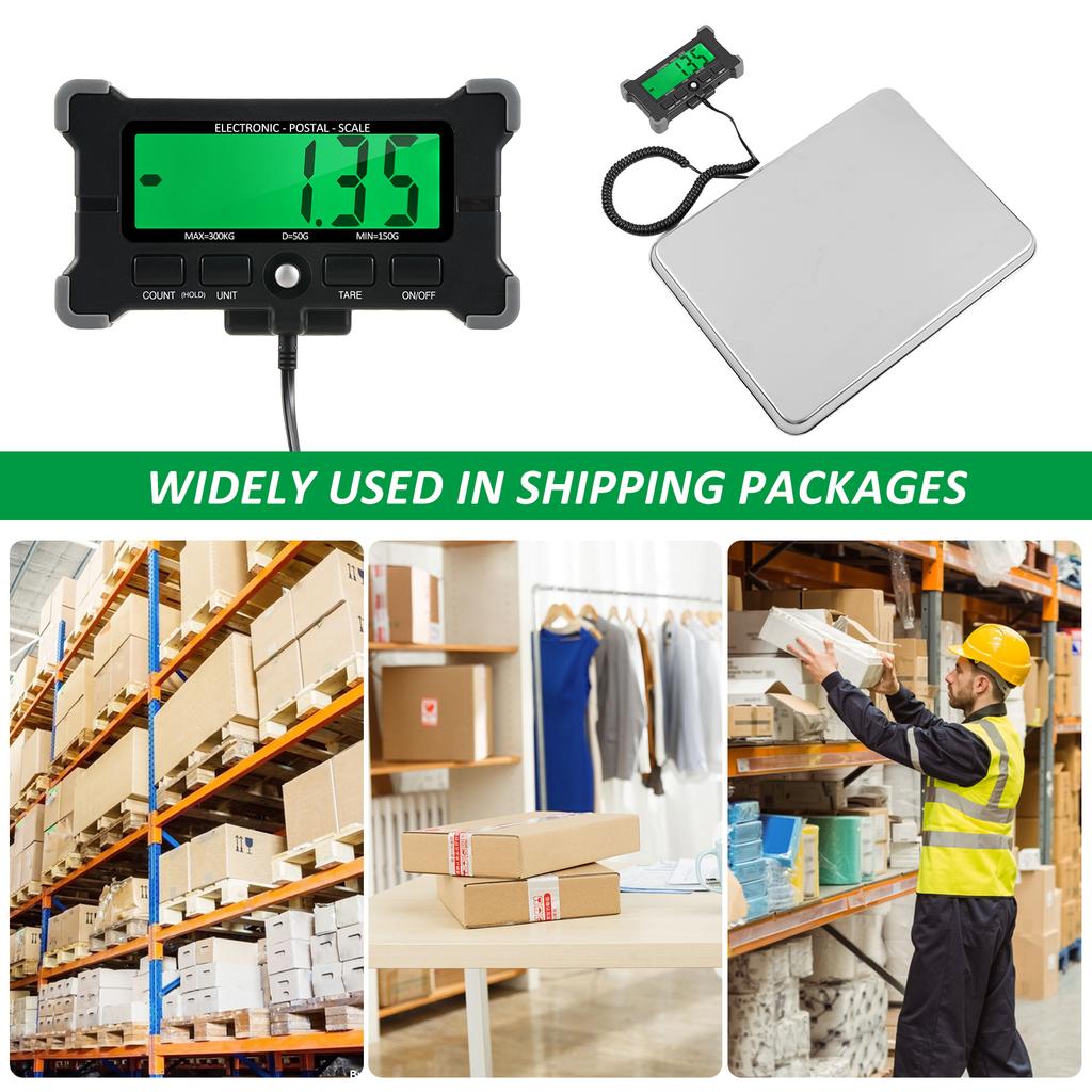 661 Lbs Electronic Postal Scale 50g Integrated Stainless Steel Digital Scale with LCD Backlight Display Shipping Scales with Auto offCelsius