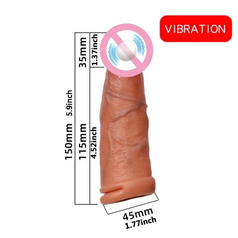Velkoobchod Soft Realistic Penis Sleeve Extender Big Dick Bold Cock Head Head Zvětšení Muž Muži Muž Zpoždění ejakulace