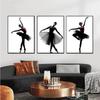 Modern Black White Ballet Dancer Canvas Painting Silhouette Beauty Girl Photo Art Prints and Posters Wall Art Pictures for Decor