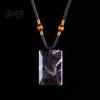 Healing Energy Stone Jewelry Natural Crystal Pendant Necklace, Necklace with Adjustable Fake Gemstone Braided Rope, Polished for Men Women