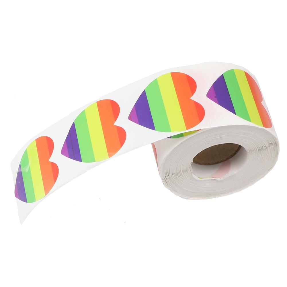 500pcs Heart Heart Pride Stickers Love Pride Rainbow Stickers Love Heart Baking Stickers Ribbon Love Rainbow Heart Shaped Tapes