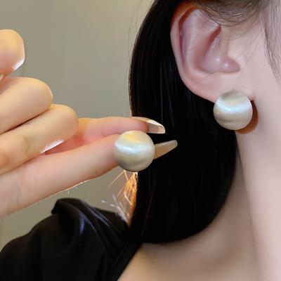 Silver Needle Retro French Brushed Ball Stud Earrings Women's Design Earrings Earrings