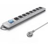 Qoltec Surge Protector Power Strip | 6 Sockets | 3m | Gray