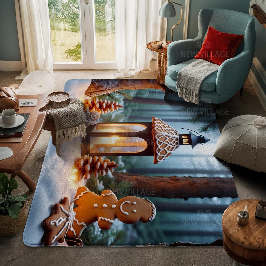 House Entrance Carpet Home Door Mat Living Room Bath Foot Bathroom Non-slip Water Absorption Rugs Bath Merry Christmas Winter