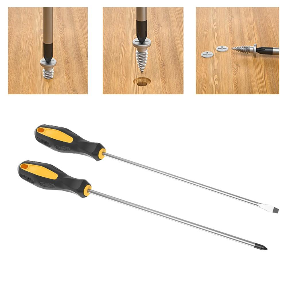 Heavy Duty Cross Head Screwdriver with Extra Long Shaft and Rubber Handle