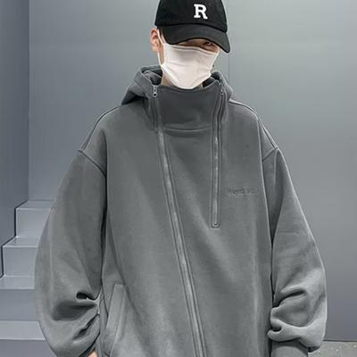 Oversized Tung Kofta Tröja Herr Vår Höst Trendigt Märke Snygg Street Amerikansk Retro Huvtröja Jacka