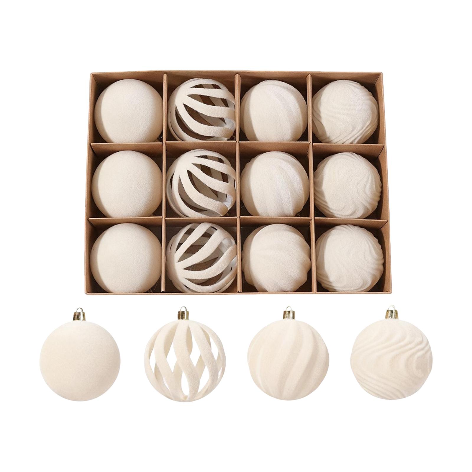 

8 см Флокированные елочные шары, Блестящие декоративные шары, Набор 12 шт., Праздничная атмосфера рождественской елки One Size