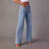 Jeans larghi a patchwork stile europeo da donna 2025