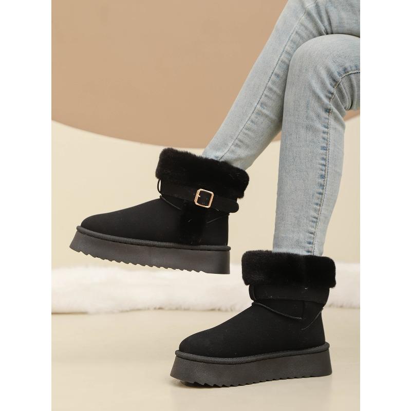 Mid-Calf Snow Boots for Women 2025 Plus Size Winter New Arrival Fashionable Versatile Anti-Slip Warm Thick-Sole Cotton Boots
