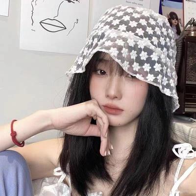 Korean Style Lace Flower Women's Bucket Hat - Fashionable, Versatile, Sun Protection, Trendy Temperament