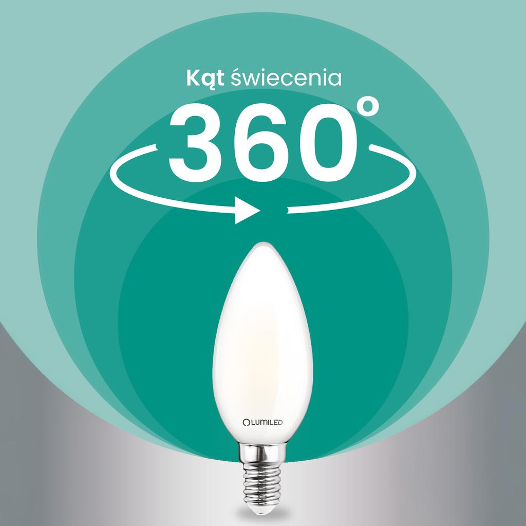 10X Led Bulb E14 Candle B35 2.2W 470Lm = 40W 4000K Neutral 360° Filament Class A Lumiled