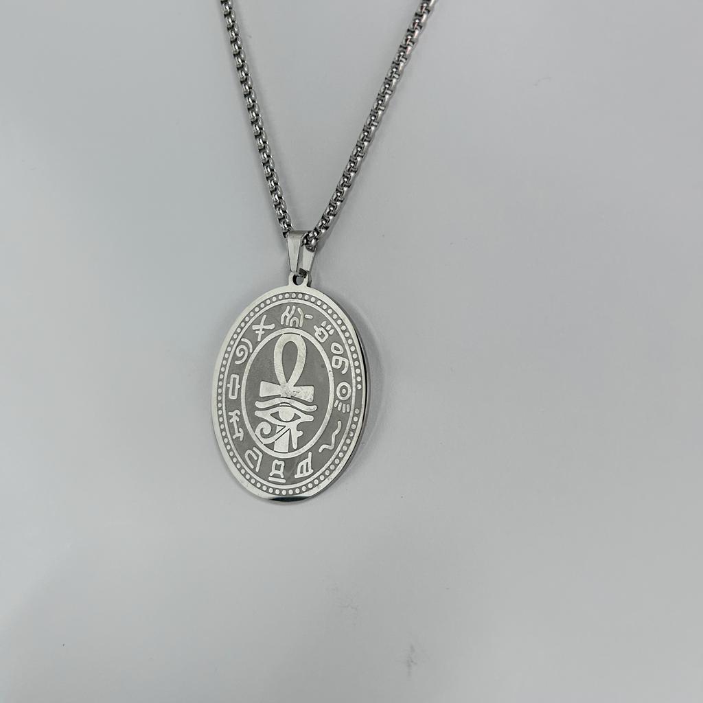 A stylish and simple cross life key Horus eye stainless steel necklace pendant jewelry