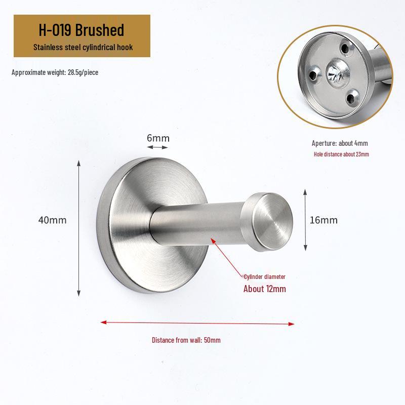 Jinrui Stainless Steel Black Bathroom Hook for Coats and Hats